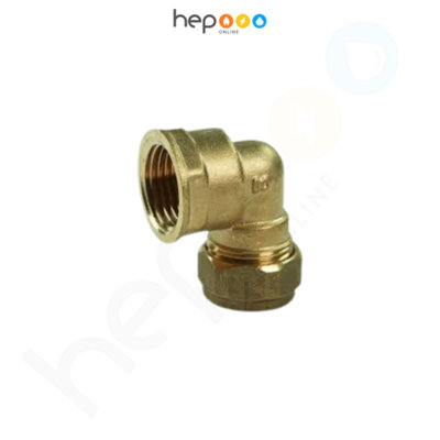 hep Online 22mm Compression By 3/4" Bsp Brass Female Iron Elbow Adaptors 22mm X 3/4" Female (Pack Of 1) from B&Q