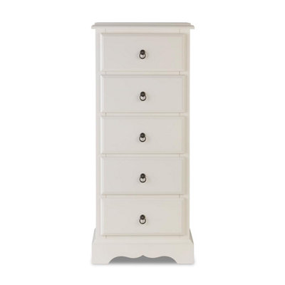 Statement Furniture Romance Antique White 5 Drawer Tallboy from B&Q