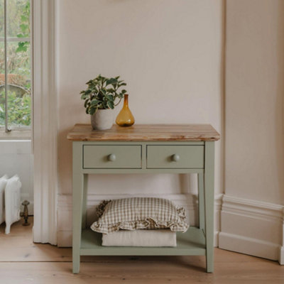 B&Q -  Florence Console Table With 2 DrawersSage Green
