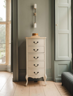 Statement Furniture Juliette Champagne Shabby Chic Drawer Tallboy Size 5 B&Q