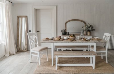 Statement Furniture Florence Rectangle Extendable Kitchen Dining Table In White