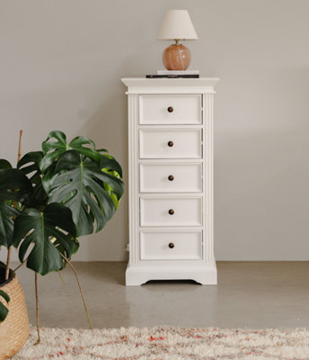 B&Q -  Gainsborough Tallboy White Narrow Chest Of Drawers