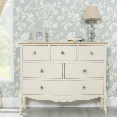 Statement Furniture White Juliette Champagne Shabby Chic Drawer Chest With Crystal Handles Size 6 B&Q