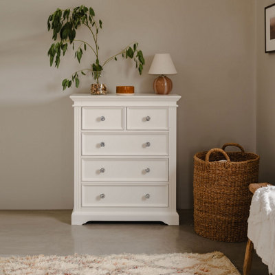 B&Q -  Gainsborough White 2 Over 3 Chest Of Drawers With Crystal Handles