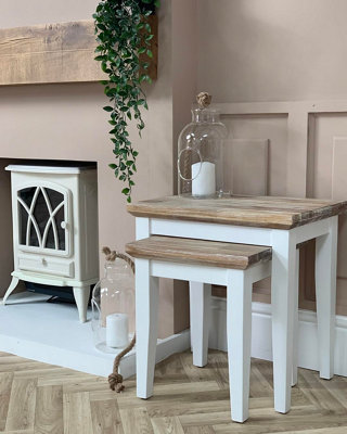 Statement Furniture Florence Nest Of 2 Side Tables/lamp Tables- White from B&Q