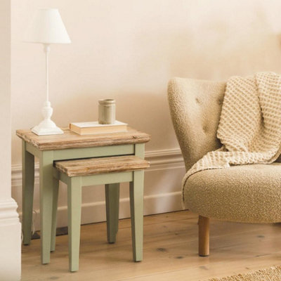 Statement Furniture Florence Nest Of 2 Side Tables/lamp Tables- Sage Green from B&Q