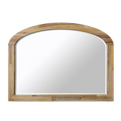 Statement Furniture Florence Overmantle Arched Wall Mirror With Wooden Frame 100X75cm Light