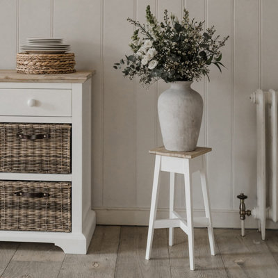 Statement Furniture White Florence Plant Stand, Wooden Plant Holder, Tall Assembled 50Cm