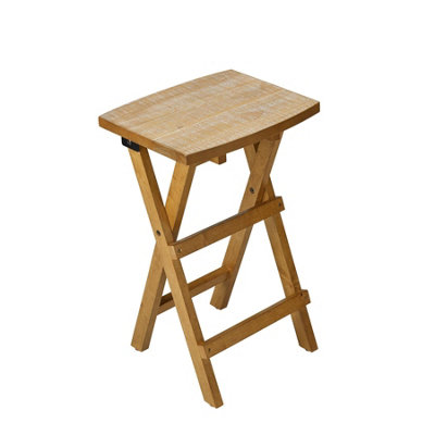 Rackhams Brown Shire Oak Folding Stool, 64Cm Tall Bar Stool - Oak, - Oak - 390 - Image 4