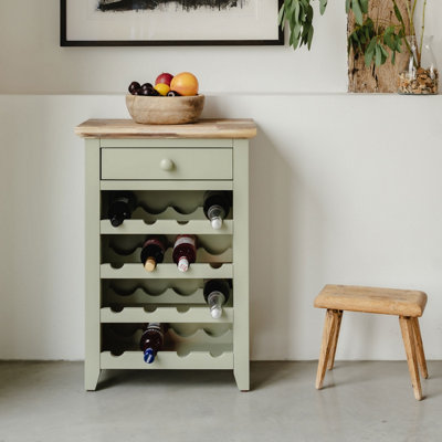 Statement Furniture Florence Wine Rack With DrawerSage Green from B&Q