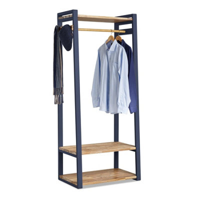 Statement Furniture Florence Navy Open Wardrobe With Shelves Blue