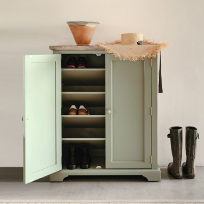 Statement Furniture Florence Shoe Storage Cabinet Wooden Shoe RackSage Green from B&Q