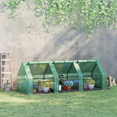 Outsunny Mini Greenhouse Garden Planter Zipper Doors Portable 270 X 90 X 90Cm Light