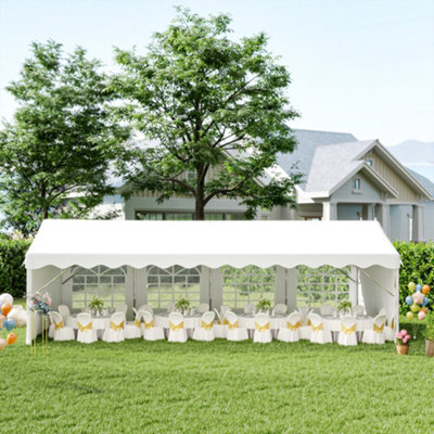 Outsunny 8M Gazebo Garden Marquee Canopy Party Carport Shelter Garage Tent White