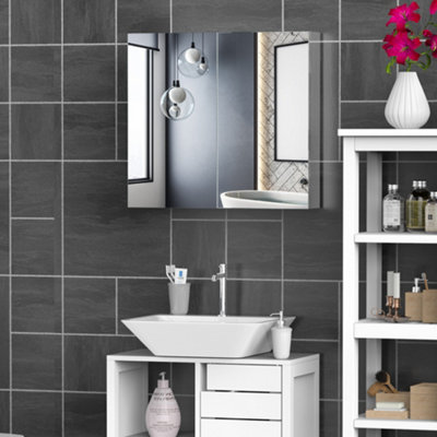 Homcom Stainless Steel Wall Mounted Storage Cabinet - Silver - Image 11