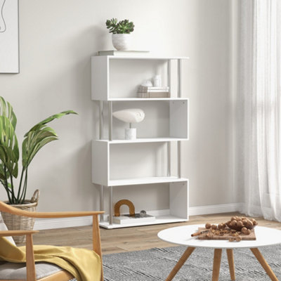 Homcom Wooden S Shape Bookcase - White - Image 11