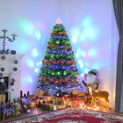 Homcom 5Ft Prelit Artificial Christmas Tree Fiber Optic Xmas DecorationGreen from B&Q