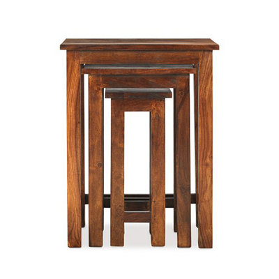 Rest Relax Jaipur Sheesham Chunky Nest Of 3 Tables Brown from B&Q