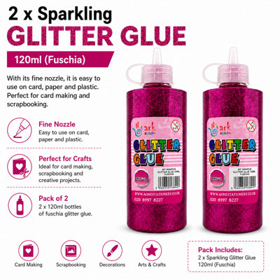 ARK CRAFT Arkcraft 2 X Ark's Sparkling Glitter Glue-120Ml- (Fushcia ) from B&Q
