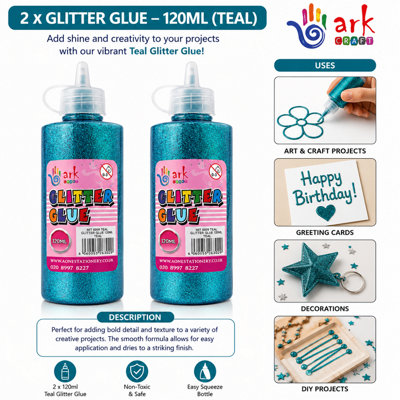 ARK CRAFT Arkcraft 2 X Ark's Sparkling Glitter Glue-120Ml- (Turquoise) from B&Q