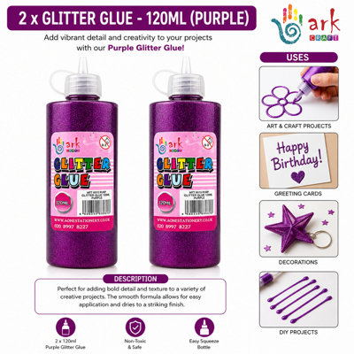 ARK CRAFT Arkcraft 2 X Ark's Sparkling Glitter Glue-120Ml- (Purple) from B&Q
