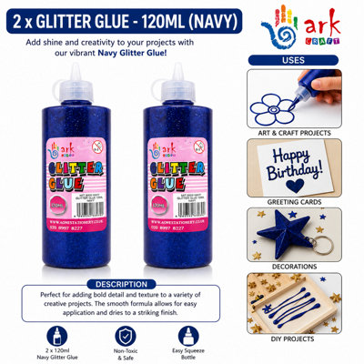 ARK CRAFT Arkcraft 2 X Ark's Sparkling Glitter Glue-120Ml- (Navy Blue ) from B&Q