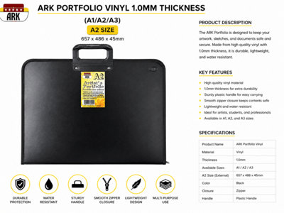 A2 Ark Portfolio Vinyl 1.0mm Thickness (A2 657 X 486 X 45mm) from B&Q