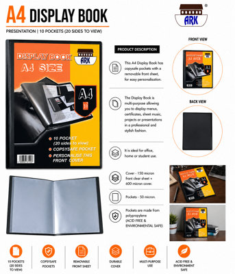 Ark A4 Display Book (Presentation) 10 Pockets (20 Sides To View) from B&Q