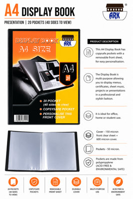 Ark A4 Display Book (Presentation) 20 Pockets (40 Sides To View) from B&Q