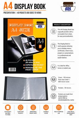 Ark A4 Display Book (Presentation) 40Pockets (80 Sides To View) from B&Q