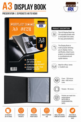 A3 Display Book (Presentation) 20 Pockets (40 To View) By Ark from B&Q