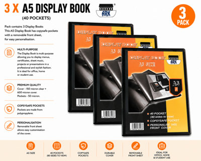 3 X Ark A5 Display Book (Presentation) (40 Pockets) from B&Q