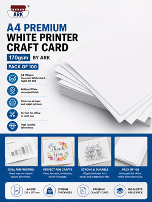 A4 Premium White Printer Craft Card 170Gsm By Ark (Pk100) from B&Q