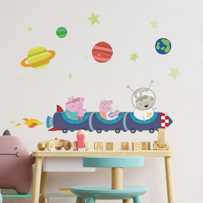 Stickerscape Peppa Pig Rocket Train Wall Sticker Pack (Regular Size) Children's Bedroom Playroom Décor Self-Adhesive Removable from B&Q