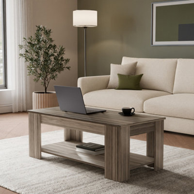 GFW Walnut Wood Lift Up Coffee Table - Modern Design with Storage - Brown - Image 5