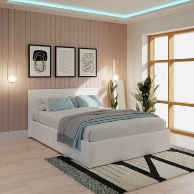 B&Q Gfw End Lift Ottoman Bed 135Cm Double White