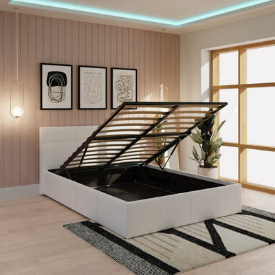 Gfw End Lift Ottoman Bed 150Cm King Size White from B&Q