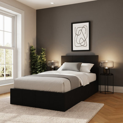 Big Furniture Warehouse Side Lift Ottoman Storage Bed In Black - 3Ft Single 90Cm - Image 11