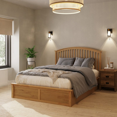 B&Q Gfw Madrid Wooden Ottoman Bed King Oak 150Cm