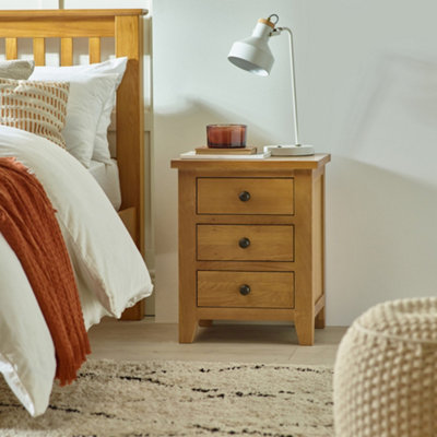 B&Q -  Marlborough 3 Drawer BedsideSolid Oak