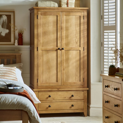 Julian Bowen Unisex Natural Marlborough Solid Oak 2 Door Double, 2 Drawers Wardrobe - Image 10