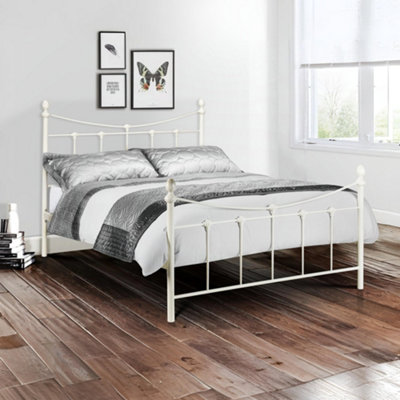 B&Q -  Rebecca 90Cm Single White Metal Bed