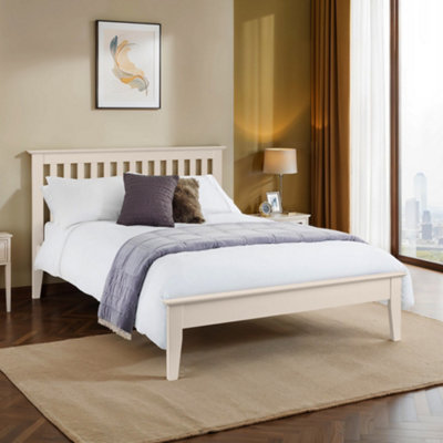 B&Q -  Salerno 135Cm Double Ivory Wooden Bed