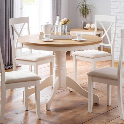 Julian Bowen Davenport Round Pedestal Dining Table Oak And Ivory - Image 9