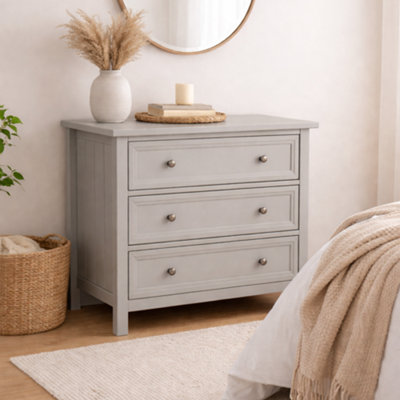 Julian Bowen Maine 3 Drawer Wide ChestDove Grey from B&Q