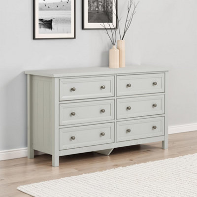 Julian Bowen Maine 6 Drawer Wide ChestDove Grey from B&Q