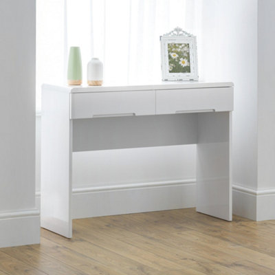 Julian Bowen Manhattan Dressing Table, 2 Drawer, White Gloss - H77 x W100cm | Modern Vanity Table for Bedroom, Practical Storage, High Gloss, 2 Spacious Drawers - Image 7
