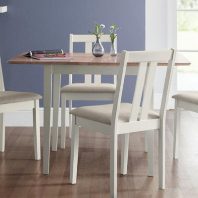 B&Q -  Rufford 2-Tone Dining Table Ivory/natural