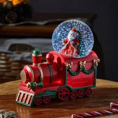 - Santa On A Train Snow Globe With Colour Changing Led's