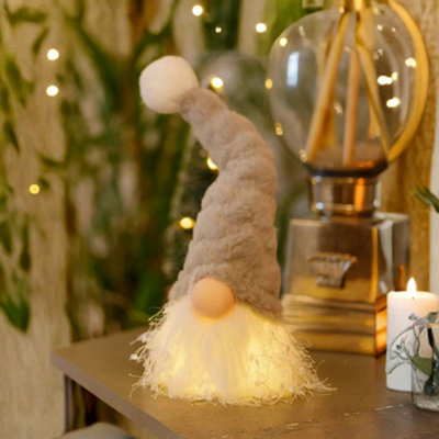 Light Up Nordic Santa Gonk Led DecorationGrey from B&Q